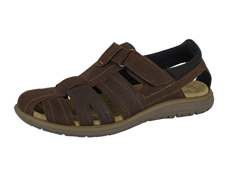 Roamers Mens Brown Leather Touch Fasten Back In Padded Lightweight M416 Sandals