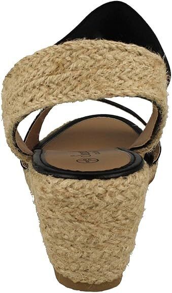 Savannah Collection F2301 Ladies Espadrille Comfort Mid Wedge Heel Elasticated Sandals