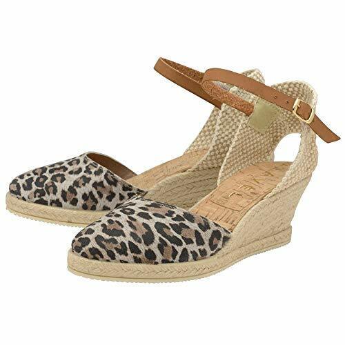 Ravel Etna Ladies Leopard Espadrille Wedge Suede Leather Sandals Cork & Buckle