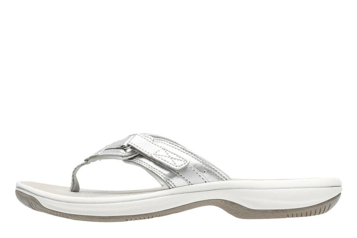 Clarks Brinkley Sea Ladies Silver Adjustable Toe Post Flip Flop Sandals