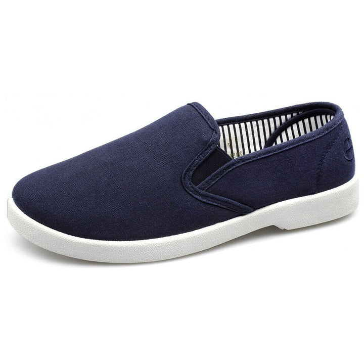 Dr Keller Mens Navy Yacht Canvas Elasticated Slip On Lightweight Casual Shoes