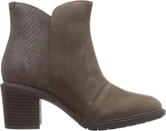 Clarks Scene Zip Womens Block Heel Ankle Dark Taupe Waxy Leather/ Snake Print Boots With Outer Zip Fasten