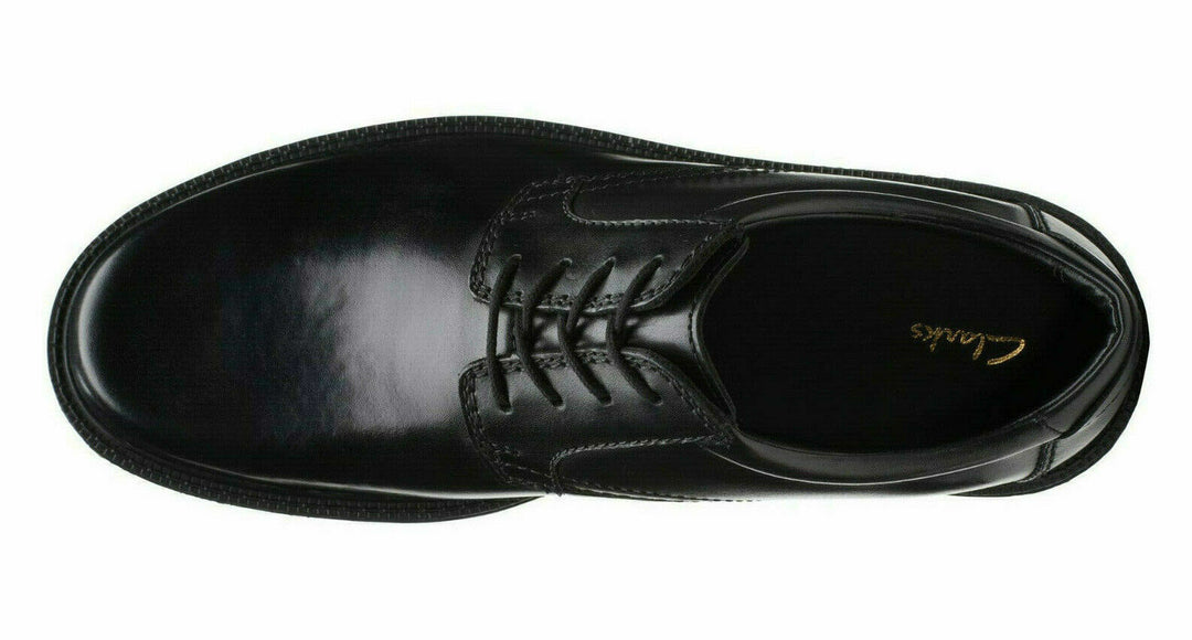 CLARKS KERTON LACE G FIT MENS LACE UP BLACK LEATHER CUSHIONED SHOES (NEW LAIR WATCH )