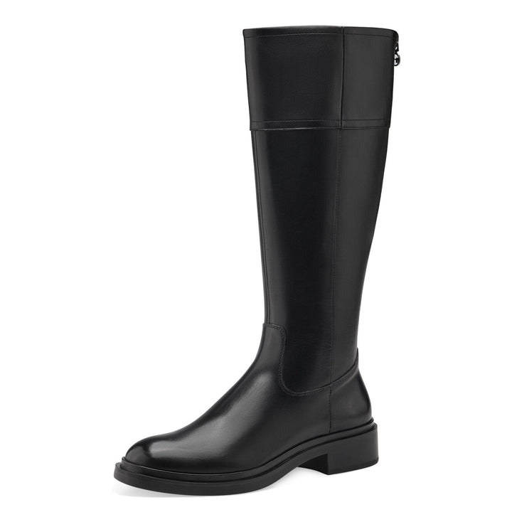 Tamaris 25540 Ladies Black Leather Zip Up Knee High Adjustable Calf Boot