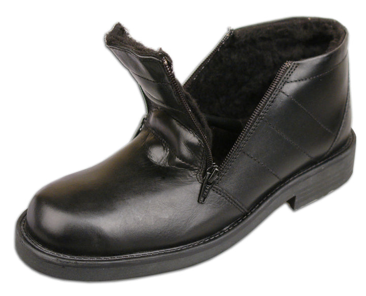 ROAMERS MENS BLACK LEATHER TWIN ZIP THERMAL WARM FAUX FUR LINED ANKLE BOOTS