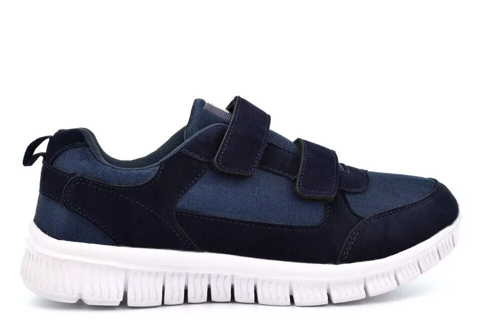 DEK T749 Mens navy/ blue combination Super light double touch fasten textile and faux suede trainers WITH MEMORY FOAM