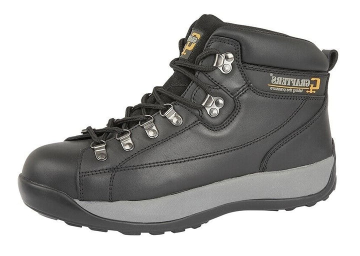 Grafters M434 Mens Safety Toe Cap Black Leather Work Boots Shock Absorbing