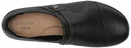 Clarks Cora Poppy Black Tumbled Leather Ladies Comfort Slip On Shoes D Fit