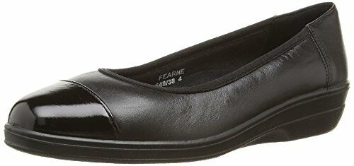 Padders Fearne Black Leather EXTRA WIDE EE Ballet Pump Slip On Shoe