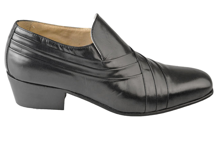 Montecatini MT5114 Mens Black Leather Cuban Heel Pleated Vamp Formal Dress Shoes