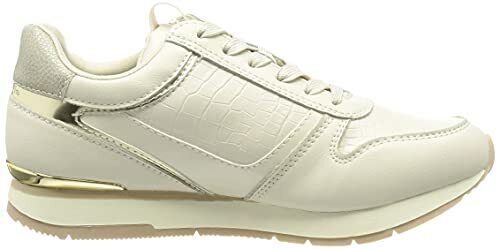 Tamaris 23603 Cream Beige Wedge Athleisure Lace Up Fashion Trainers With Zip