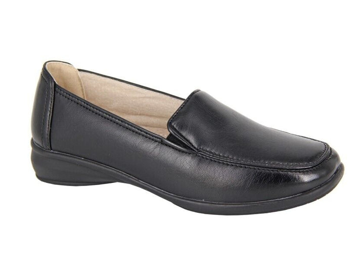 Boulevard Wide Fit Nurse Work Loafer Comfort Leather Lined Slip On Shoes