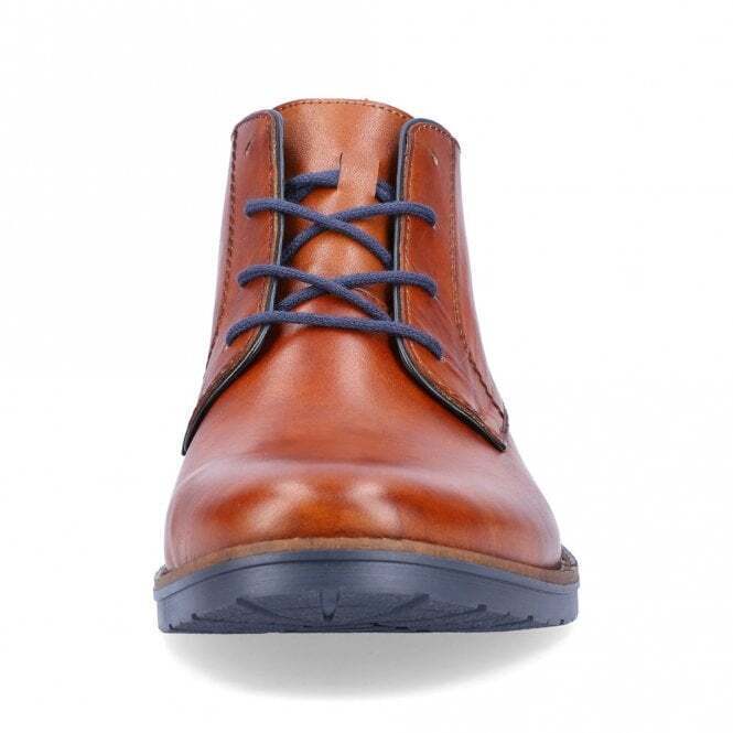 Rieker 14605 Antistress Mens Lace Up Tan/Navy Leather Desert Boots