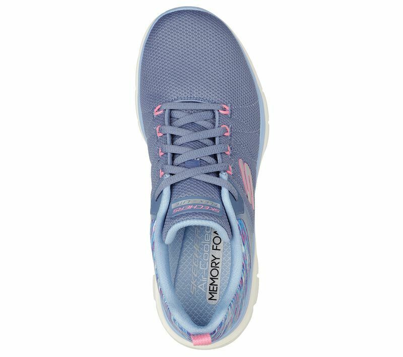 Skechers Flex Appeal Dream Easy Ladies Blue Lace Up VEGAN Trainers With Memory Foam