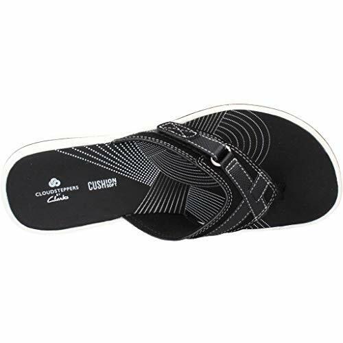 Clarks Brinkley Sea Womens Black Adjustable Toe Post Flip Flop Sandals