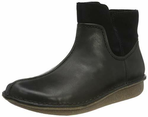 Clarks Funny Mid Womens Black Leather Wedge Sole Zip Up Ankle Chelsea Boots