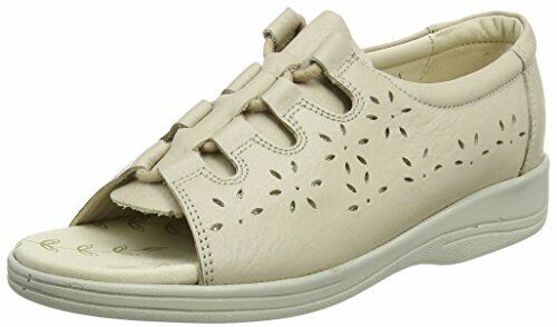 Padders Coastline Womens Beige Soft Leather Lace Up Sandals EXTRA WIDE FIT (EE)