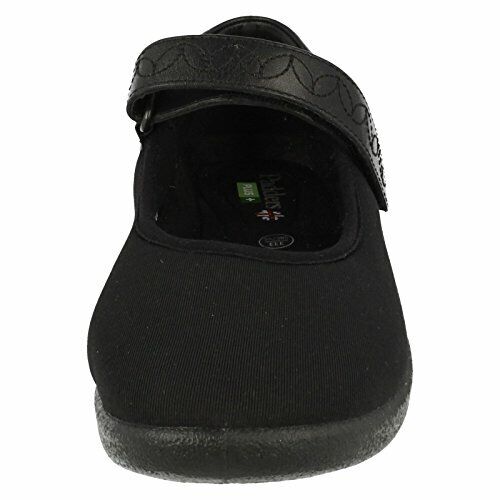 Padders SPRITE 2 Womens Black Lycra EXTRA WIDE 3E/4E Flat Casual Mary Jane Shoes