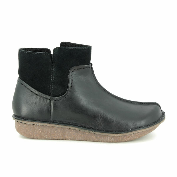 Clarks Funny Mid Womens Black Leather Wedge Sole Zip Up Ankle Chelsea Boots