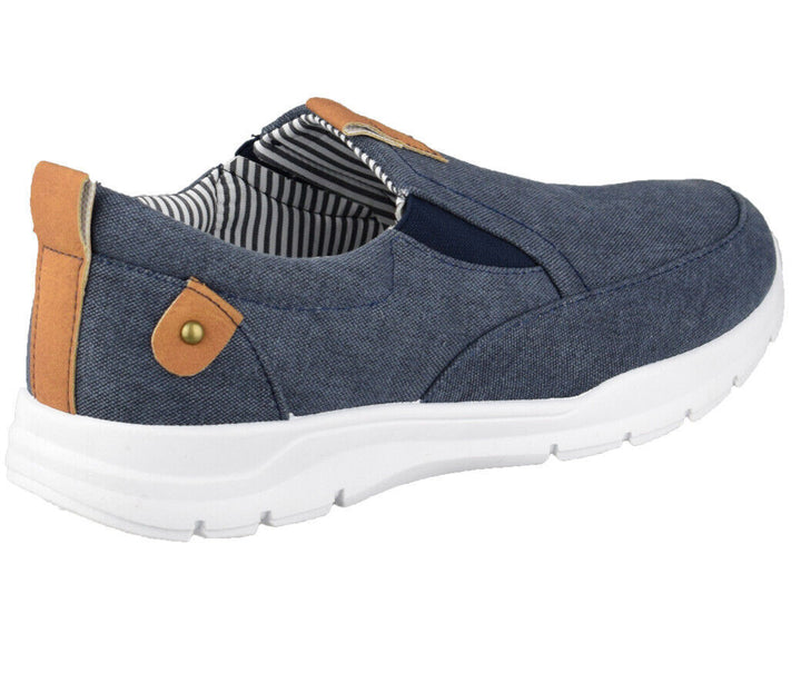 Dr Keller Geoff Mens Navy Canvas Elasticated Gussets Lightweight Casual Shoes