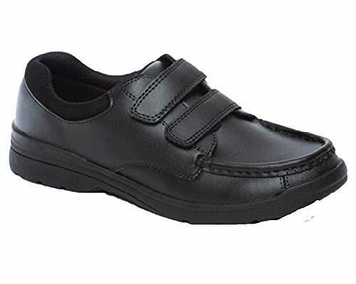 Chatterbox Alan Boys Scuff Resistant Black Leather Double Strap School Shoes