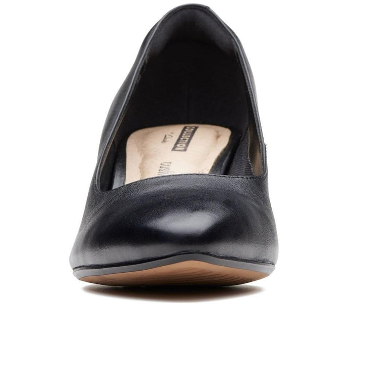 Clarks Linvale Jerica Womens Black Leather Court Shoes With Kitten Heel D Fit