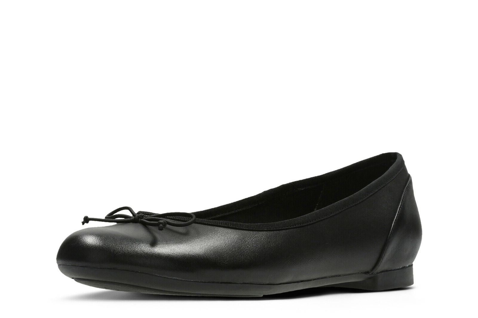 Clarks Couture Bloom Black Leather Ladies Girls Ballet Pump Dolly Shoes With Bow