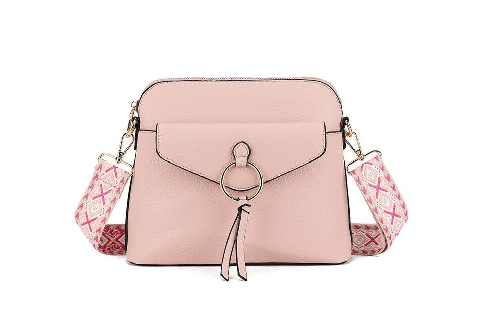 Long & Son London Ladies Pink Crossbody Handbag With Adjustable Fabric Strap