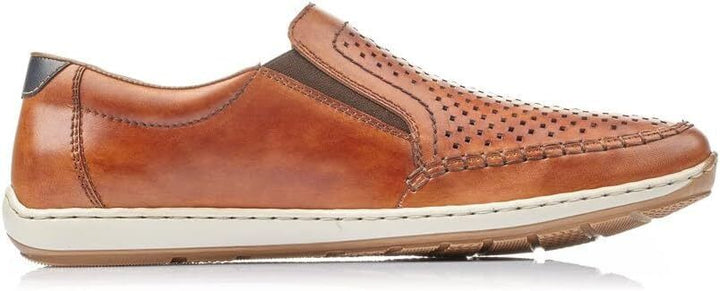 Rieker Antistress 08668 Mens Brown Leather Perforated Casual Slip On Shoes