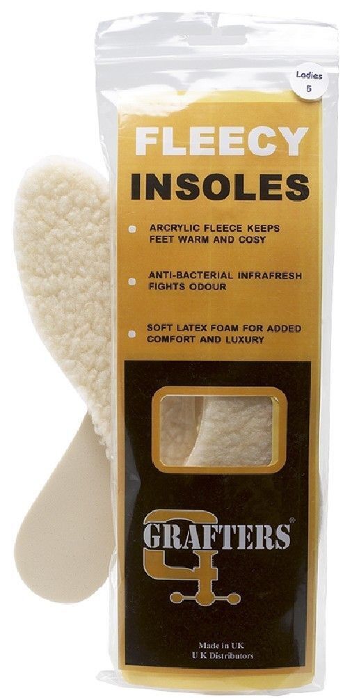 Grafters Unisex One Pair Fleecy Insoles Comfort Warm Cosy Anti Bacterial Comfort