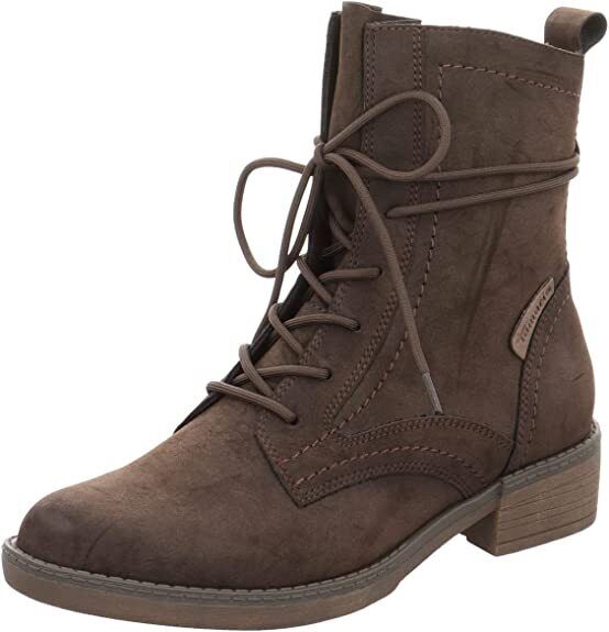 Tamaris 25118 Ladies Mocca Nubuck Military Style Lace Up Memory Foam Ankle Boot