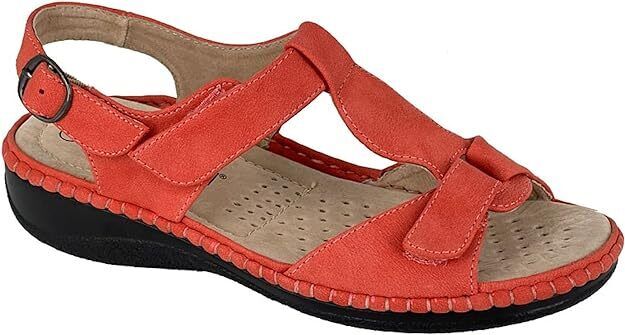 Boulevard Womens Coral Faux Nubuck Touch Fasten  L955 TBAR Lightweight Sandals