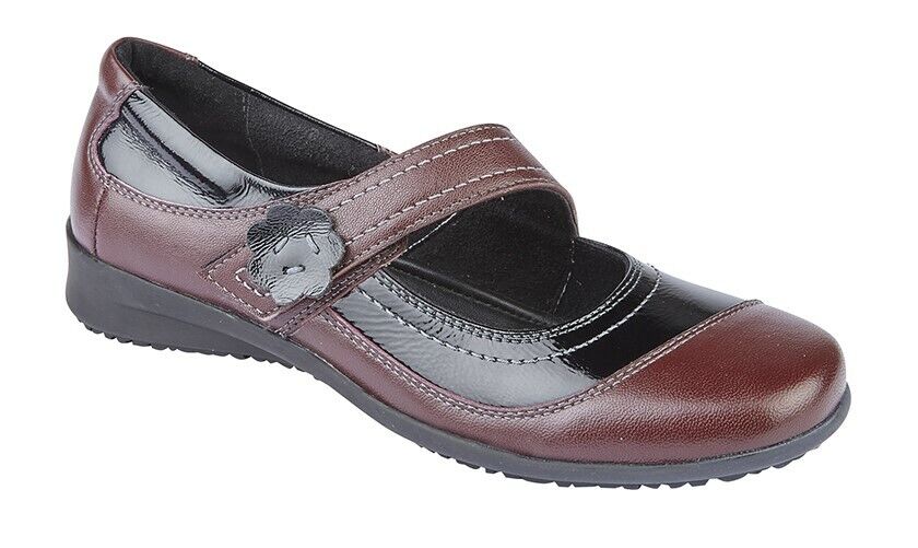 Mod Comfys L838 Wine Red Leather Mary Jane Shoes With Memory Foam Insole