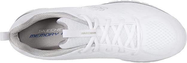 Skechers Ladies White/Silver Memory Foam Lace Up Trainers Graceful Get Connected