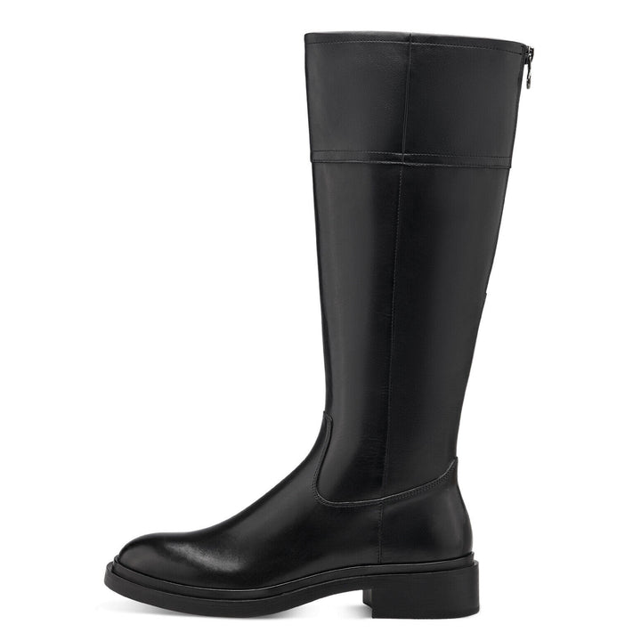 Tamaris 25540 Ladies Black Leather Zip Up Knee High Adjustable Calf Boot