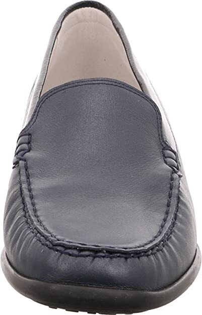 Waldlaufer Harriet 431000 Blue Metallic Leather Patent Trim Wide Comfort Moccasin Shoes