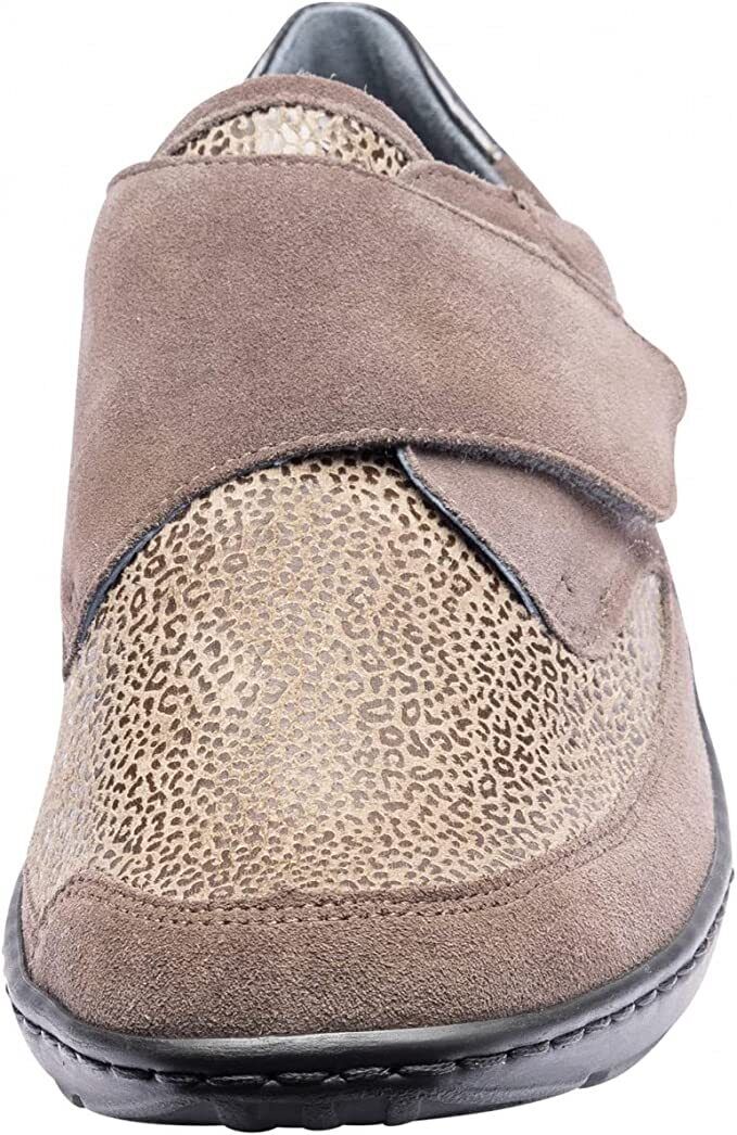 Waldlaufer Henni 496H31 Ladies Leather WIDE FIT Strap  Grey Leopard Print Shoes