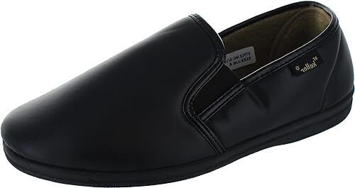 Dr Keller Christof Mens Black Faux Leather WIDE FIT Orthopaedic Lined Slippers