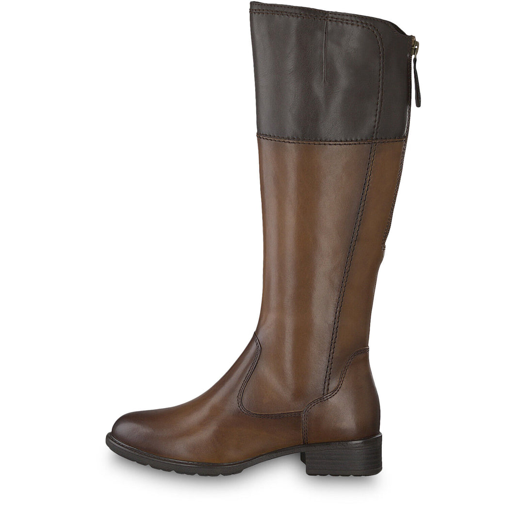 Tamaris 25508 Womens Cognac/Mocca Brown Leather Knee High Vario Calf Fit Boots