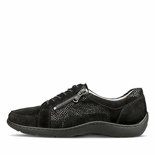 Waldlaufer Henni 496042 Black Nubuck Leather WIDE FIT Flat Lace Up Shoes