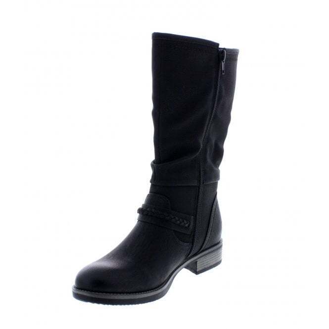 Rieker Antistress 98860 Ladies Black Zip Fur Lined Calf Boots