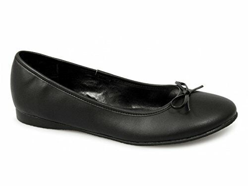 Boulevard L772 Ladies Girls Black Slip On Ballet Pumps School Dolly Shoes With Bow