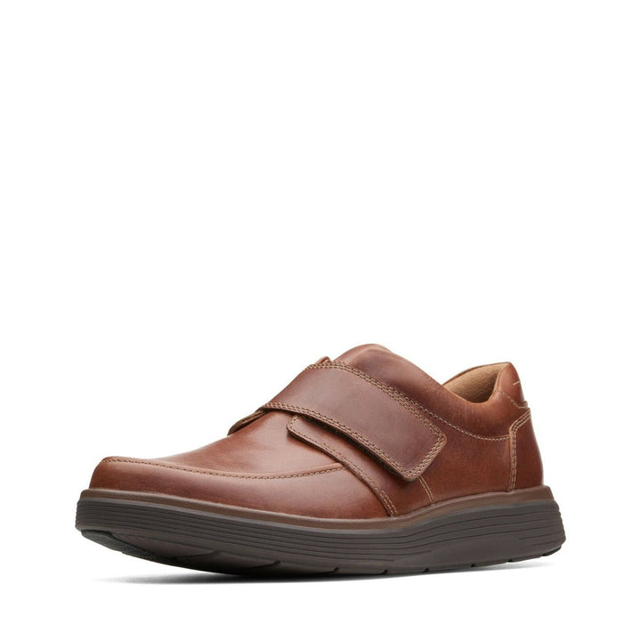 Clarks Un Abode Strap Tan Brown Leather WIDE FIT Lightweight Shoes With velcro Strap