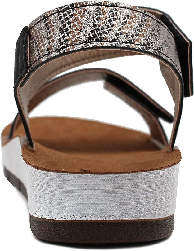 Dr Keller Sheila Womens Black Double Touch Fasten Strap Snake Print Sandals