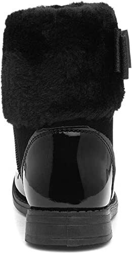 Chatterbox Jane Girls Black Patent Winter Boots Faux Fur Sparkly Bow Trim