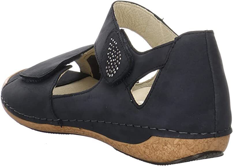 Waldlaufer Heliett 342H80 Ladies Wide Fitting Navy Nubuck Double Touch Fasten Sandals