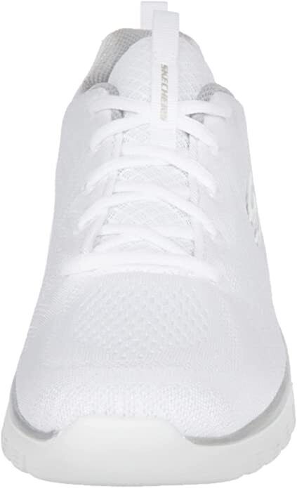 Skechers Ladies White/Silver Memory Foam Lace Up Trainers Graceful Get Connected