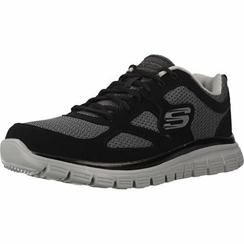 Skechers Burns Agoura Black & Grey Leather Mens Lightweight Lace Up Trainers