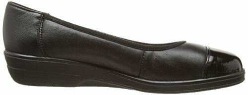 Padders Fearne Black Leather EXTRA WIDE EE Ballet Pump Slip On Shoe