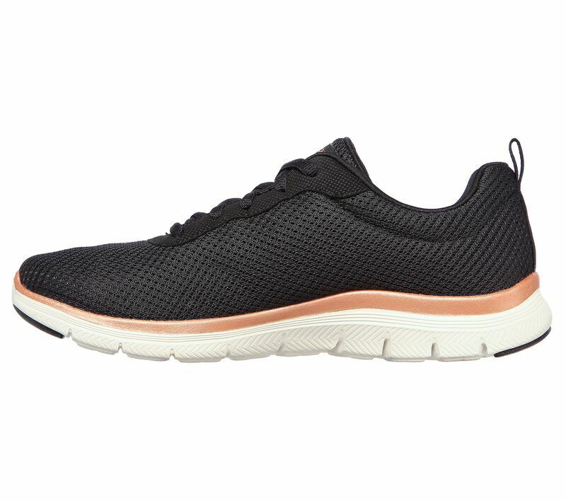 Skechers Flex Appeal 4.0 Brilliant View Black/Rose Gold Womens Mesh Trainers